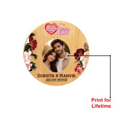 Personalized Happy Birthday Wooden Photo Frame Customized Couple's Plaque with Names & Date | Birthday Gift for Wife, Husband Table Decor